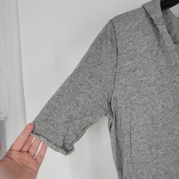 ATM Anthony Thomas Melillo Grey Short Sleeve Hooded Sweater Mini Dress M - Picture 2 of 6